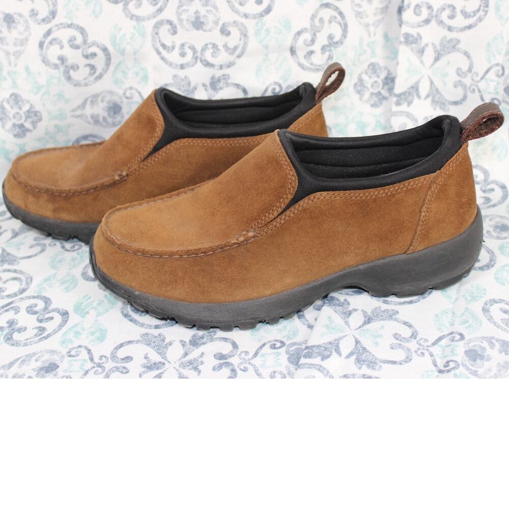 Lands End Women's 86519 Brown Suede Slip On Moc Loafer Shoe US Size 8B
